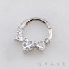 FAN-SHAPED ROMANTIC HEART CUT CZ ARCH 316L SURGICAL STEEL SEPTUM HINGED SEGMENT RING